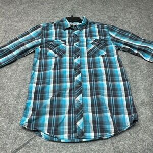 Skully‎ Plaid Shirt Mens Large Western Cowboy Grunge Ranch Work
